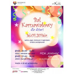 Bal karnawałowy dla dzieci - plakat