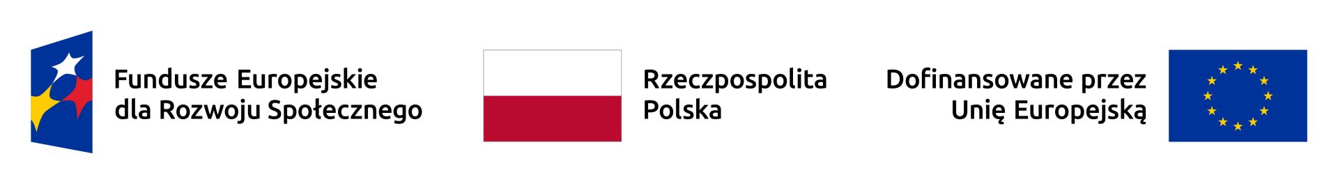 Flaga Unii Europejskiej z napisem Fundusze Europejskie dla Rozwoju Społecznego 