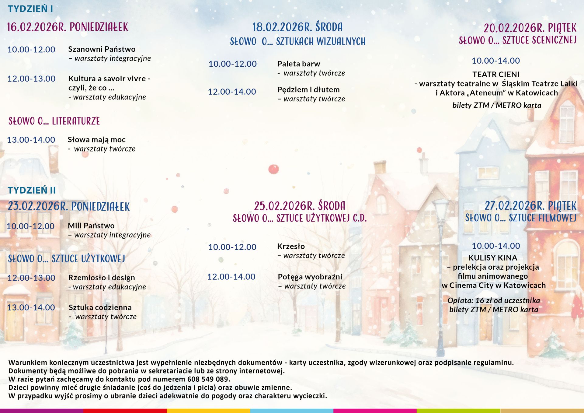 Program zajęć akcja Zima w Mieście 2026