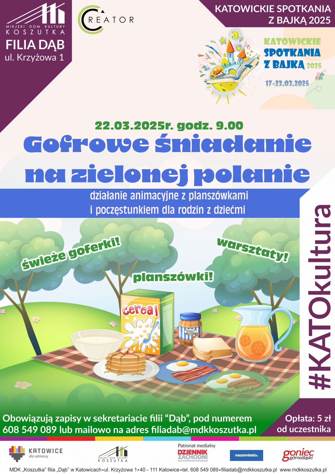Plakat Gofrowe śniadanie na zielonej polanie